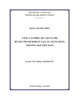 Nâng cao hiệu quả quản trị rủi ro thanh khoản tại các ngân hàng thương mại Việt Nam