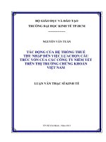 Luận văn thạc sĩ Tác động của hệ thống thuế thu nhập đến việc lựa chọn cấu trúc vốn của các Công ty niêm yết trên thị trường chứng khoán Việt Nam