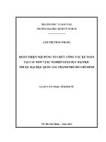 Hoàn thiện nội dung tổ chức công tác kế toán tại các đơn vị sự nghiệp giáo dục đại học thuộc đại học quốc gia TP. Hồ Chí Minh