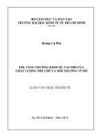 FDI, tăng trưởng kinh tế, vai trò của chất lượng thể chế và môi trường vĩ mô
