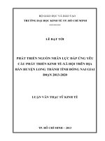 Luận văn thạc sĩ Phát triển nguồn nhân lực đáp ứng yêu cầu phát triển kinh tế - xã hội trên địa bàn huyện Long Thành tỉnh Đồng Nai giai đoạn 2013 -2020