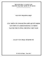 CÁC NHÂN TỐ ẢNH HƯỞNG ĐẾN QUYẾT ĐỊNH GỬI TIỀN CỦA KHÁCH HÀNG CÁ NHÂN TẠI NGÂN HÀNG THƯƠNG MẠI CỔ PHẦN CÔNG THƯƠNG VIỆT NAM