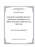 ỨNG DỤNG VAR TRONG QUẢN LÝ RỦI RO ĐỐI VỚI NHÓM CÁC CỔ PHIẾU NGÂN HÀNG NIÊM YẾT TẠI VIỆT NAM.PDF