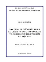 Mối quan hệ giữa phát triển tài chính và tăng trưởng kinh tế   nghiên cứu thực nghiệm tại việt nam