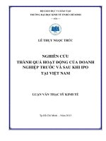 Luận văn thạc sĩ Nghiên cứu thành quả hoạt động của doanh nghiệp trước và sau khi IPO tại Việt Nam