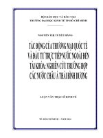 Tác động của thương mại quốc tế và đầu tư trực tiếp nước ngoài đến tài khóa