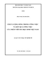 Luận văn Thạc sĩ Chất lượng sống trong công việc và kết quả công việc của nhân viên du học sinh Việt Nam