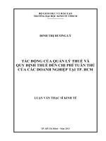 TÁC ĐỘNG CỦA QUẢN LÝ THUẾ VÀ QUY ĐỊNH THUẾ ĐẾN CHI PHÍ TUÂN THỦ CỦA CÁC DOANH NGHIỆP TẠI TP.HCM