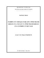 Luận văn Thạc sĩ Nghiên cứu mối quan hệ giữa tính thanh khoản của tài sản và tính thanh khoản của cổ phiếu ở Việt Nam
