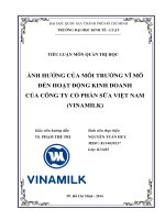 ẢNH HƯỞNG của môi TRƯỜNG vĩ mô đến HOẠT ĐỘNG KINH DOANH của CÔNG TY cổ PHẦN sữa VIỆT NAM (VINAMILK)