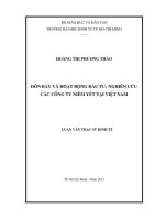 Luận văn Thạc sĩ Đòn bẩy và hoạt động đầu tư Nghiên cứu các công ty niêm yết tại Việt Nam