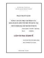 Luận văn thạc sĩ  Nâng cao giá trị cảm nhận của khách hàng đối với thẻ tín dụng tại Vietcombank chi nhánh TPHCM
