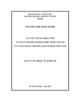 Luận văn Thạc sĩ 2014 Các yếu tố tác động đến tỷ suất lợi nhuận trên tổng tài sản của ngân hàng thương mại cổ phần Việt Nam