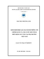 KIỂM ĐỊNH HIỆU QUẢ BAN HÀNH THÔNG TIN CHÍNH SÁCH CỦA NHÀ NƯỚC ĐỐI VỚI SỰ BIẾN ĐỘNG GIÁ VÀNG TẠI THỊ TRƯỜNG VIỆT NAM.PDF