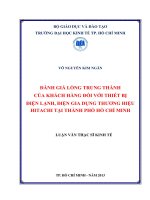 Luận văn thạc sĩ Đánh giá lòng trung thành của khách hàng đối với thiết bị điện lạnh, điện gia dụng thương hiệu Hitachi tại TPHCM