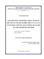 Luận văn Thạc sĩ Giải pháp đẩy mạnh hoạt động tín dụng đối với các doanh nghiệp nhỏ và vừa của Ngân hàng Thương mại cổ phần quân đội tại thành phố Hồ Chí Minh