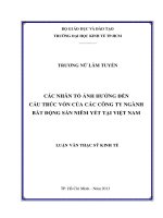 Các nhân tố ảnh hưởng đến cấu trúc vốn của các công ty ngành bất động sản niêm yết tại Việt Nam