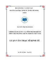 Chính sách cổ tức và tính thanh khoản trên TTCK Việt Nam Luận văn thạc sĩ 2013