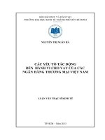 Luận văn thạc sĩ Các yếu tố tác động đến hành vi cho vay của các ngân hàng thương mại Việt Nam