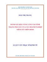 ĐÁNH GIÁ KHẢ NĂNG LÂM VÀO TÌNH TRẠNG PHÁ SẢN CỦA CÁC DOANH NGHIỆP NIÊM YẾT TRÊN HOSE BẰNG MÔ HÌNH THỰC NGHIỆM  LUẬN VĂN THẠC SĨ.PDF