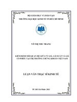 KIỂM ĐỊNH MỐI QUAN HỆ GIỮA TỶ GIÁ, LÃI SUẤT VÀ GIÁ CỔ PHIẾU TẠI TTCK VIỆT NAM.PDF