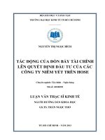 TÁC ĐỘNG CỦA ĐÒN BẪY TÀI CHÍNH LÊN QUYẾT ĐỊNH ĐẦU TƯ CỦA CÁC CÔNG TY NIÊM YẾT TRÊN HOSE.PDF