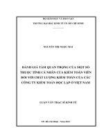 ĐÁNH GIÁ TẦM QUAN TRỌNG CỦA MỘT SỐ THUỘC TÍNH CÁ NHÂN CỦA KIỂM TOÁN VIÊN ĐỐI VỚI CHẤT LƯỢNG KIỂM TOÁN CỦA CÁC CÔNG TY KIỂM TOÁN ĐỘC LẬP Ở VIỆT NAM.PDF