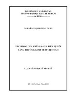 Luận văn Thạc sĩ Tác động của chính sách tiền tệ tới tăng trưởng kinh tế ở Việt Nam