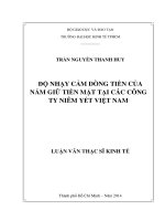 Độ nhạy cảm dòng tiền của nắm giữ tiền mặt tại các công ty niêm yết việt nam