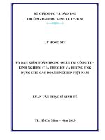 Luận văn Thạc sĩ Ủy ban kiểm toán trong quản trị công ty - Kinh nghiệm của thế giới và hướng ứng dụng cho các doanh nghiệp Việt Nam