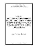 Luận văn thạc sĩ  Đo lường mức độ hài lòng của khách hàng khi sử dụng dịch vụ thẻ thanh toán tại ngân hàng TMCP quân đội