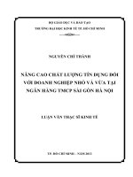 Luận văn thạc sĩ Nâng cao chất lượng tín dụng đối với doanh nghiệp nhỏ và vừa tại Ngân hàng thương mại cổ phần Sài Gòn Hà Nội