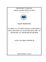 Luận văn thạc sĩ Tác động của các nhân tố chất lượng dịch vụ đến sự hài lòng của người tiêu dùng thức ăn nhanh khu vực TP. Hồ Chí MInh