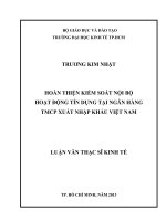 Hoàn thiện kiểm toán nội bộ tín dụng tại ngân hàng thương mại cổ phần xuất nhập khẩu Việt Nam