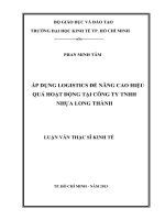 ÁP DỤNG LOGISTICS ĐỂ NÂNG CAO HIỆU QUẢ HOẠT ĐỘNG TẠI CÔNG TY TNHH NHỰA LONG THÀNH