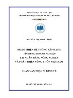 Luận văn thạc sĩ Hoàn thiện hệ thống xếp hạng tín dụng doanh nghiệp tại ngân hàng nông nghiệp và phát triển nông thôn Việt Nam