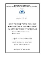 Hoàn thiện hệ thống trả công lao động cho bộ phận bán hàng tại công ty TNHH lotte việt nam