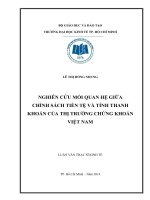 Nghiên cứu mối quan hệ giữa chính sách tiền tệ và tính thanh khoản của thị trường chứng khoán việt nam