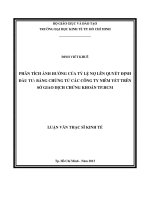 Luận văn thạc sĩ Phân tích ảnh hưởng của tỷ lệ nợ lên quyết định đầu tư bằng chứng từ các công ty niêm yết trên Sở giao dịch chứng khoán TP