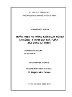 Hoàn thiện hệ thống kiểm soát nội bộ tại công ty TNHH sản xuất giày - xây dựng An Thịnh