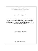 Luận văn thạc sĩ Phát triển dịch vụ BANCASSURANCE tại ngân hàng thương mại cổ phần đầu tư và phát triển Việt Nam