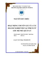 HOẠT ĐỘNG CHUYỂN GIÁ CỦA CÁC DOANH NGHIỆP FDI TẠI TPHCM TỪ GÓC ĐỘ NHÀ QUẢN LÝ  LUẬN VĂN THẠC SĨ.PDF
