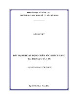 Luận văn thạc sĩ Đẩy mạnh hoạt động chăm sóc khách hàng tại điện lực Tân An