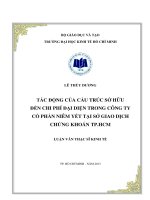 Luận văn thạc sĩ  Tác động của cấu trúc sỡ hữu đến chi phí đại diện trong công ty cổ phần niêm yết tại sở giao dịch chứng khoán TPHCM