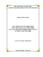 CÁC NHÂN TỐ TÁC ĐỘNG ĐẾN YẾU TỐ NĂNG SUẤT TỔNG HỢP CỦA CÁC DOANH NGHIỆP NHỎ VÀ VỪA Ở VIỆT NAM 2008.PDF
