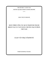 Hoàn thiện công tác quản trị rủi ro thanh khoản tại các Ngân hàng thương mại cổ phần Việt Nam Luận văn thạc sĩ 2013