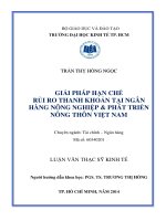 Luận văn thạc sĩ  Hạn chế rủi ro thanh khoản tại ngân hàng nông nghiệp & phát triển nông thôn Việt Nam