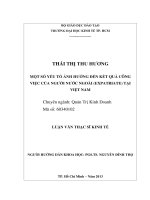 Luận văn thạc sĩ Một số yếu tố ảnh hưởng đến kết quả công việc của người nước ngoài (Expatriate) tại Việt Nam