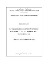 Luận văn Thạc sĩ 2014 Tác động của di cư đối với nông nghiệp  Tình huống xã Duy Xá Huyện Mỹ Đức - thành phố Hà Nội