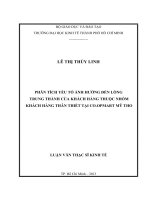 PHÂN TÍCH YẾU TỐ ẢNH HƯỞNG ĐẾN LÒNG TRUNG THÀNH CỦA KHÁCH HÀNG THUỘC NHÓM KHÁCH HÀNG THÂN THIẾT TẠI CO.OPMART MỸ THO.PDF